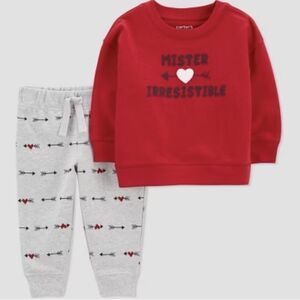 Red 'Mister Irresistible' Sweatshirt and Gray Arrow Pants Set, Size 9 Months